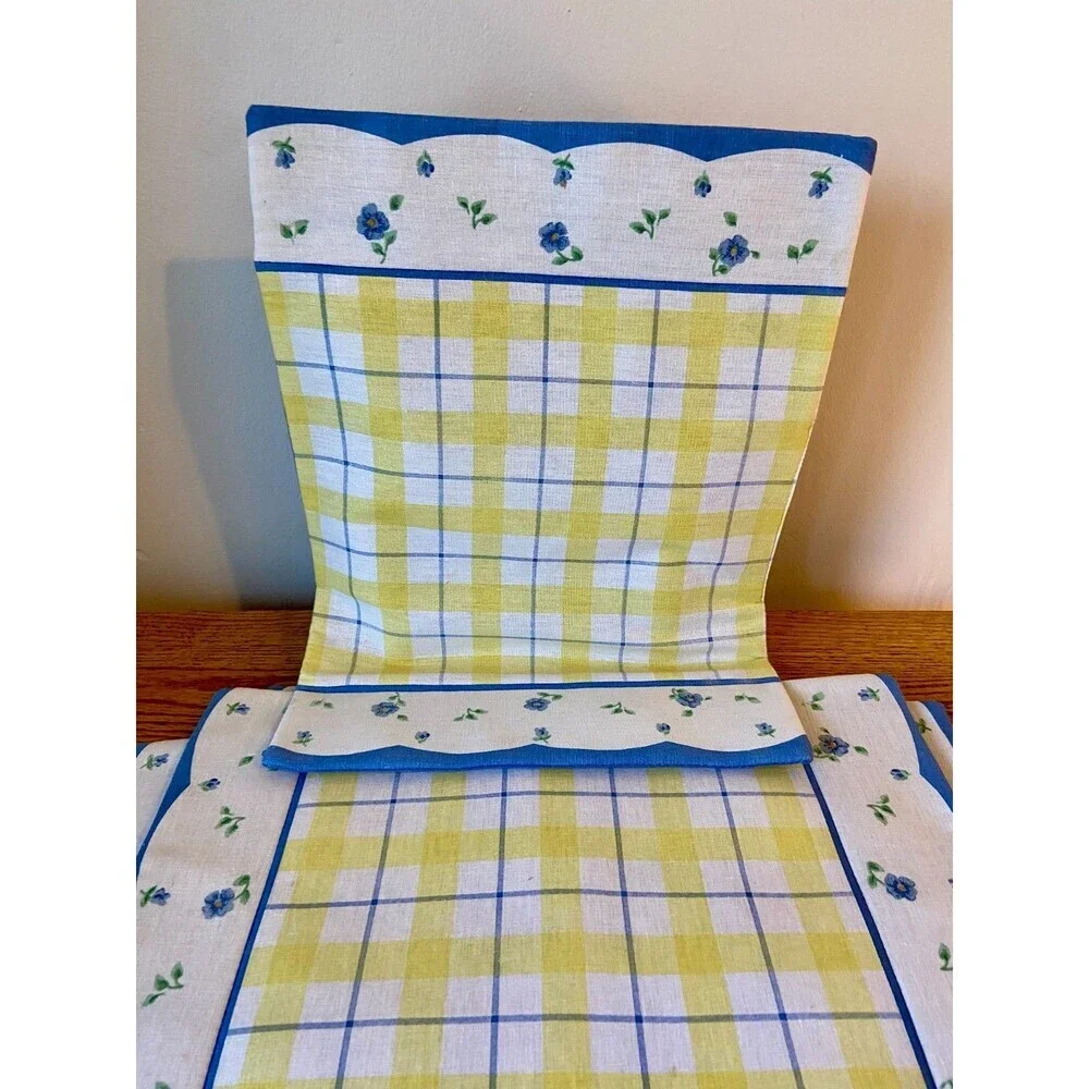 VTG pfaltzgraff SHELBY USA Set Teapot Towel Cushion Place Mats SET (9) Wash Seat
